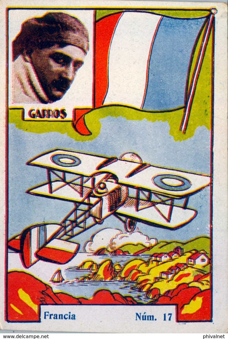 CROMOS ANTIGUOS , AVIADORES , PIONEROS DE LA AVIACIÓN , AVIONES, FRANCIA - ROLAND GARROS - Otros & Sin Clasificación