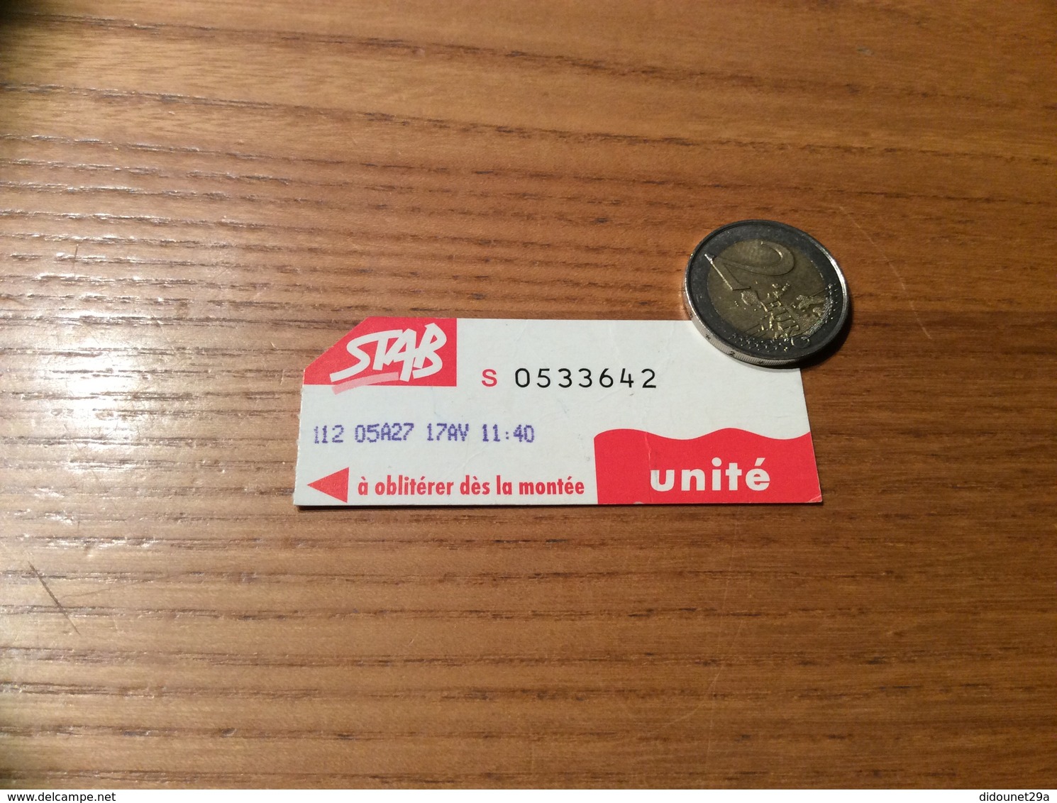 Ticket De Bus "STAB - Unité - BAYONNE (64) - Europe