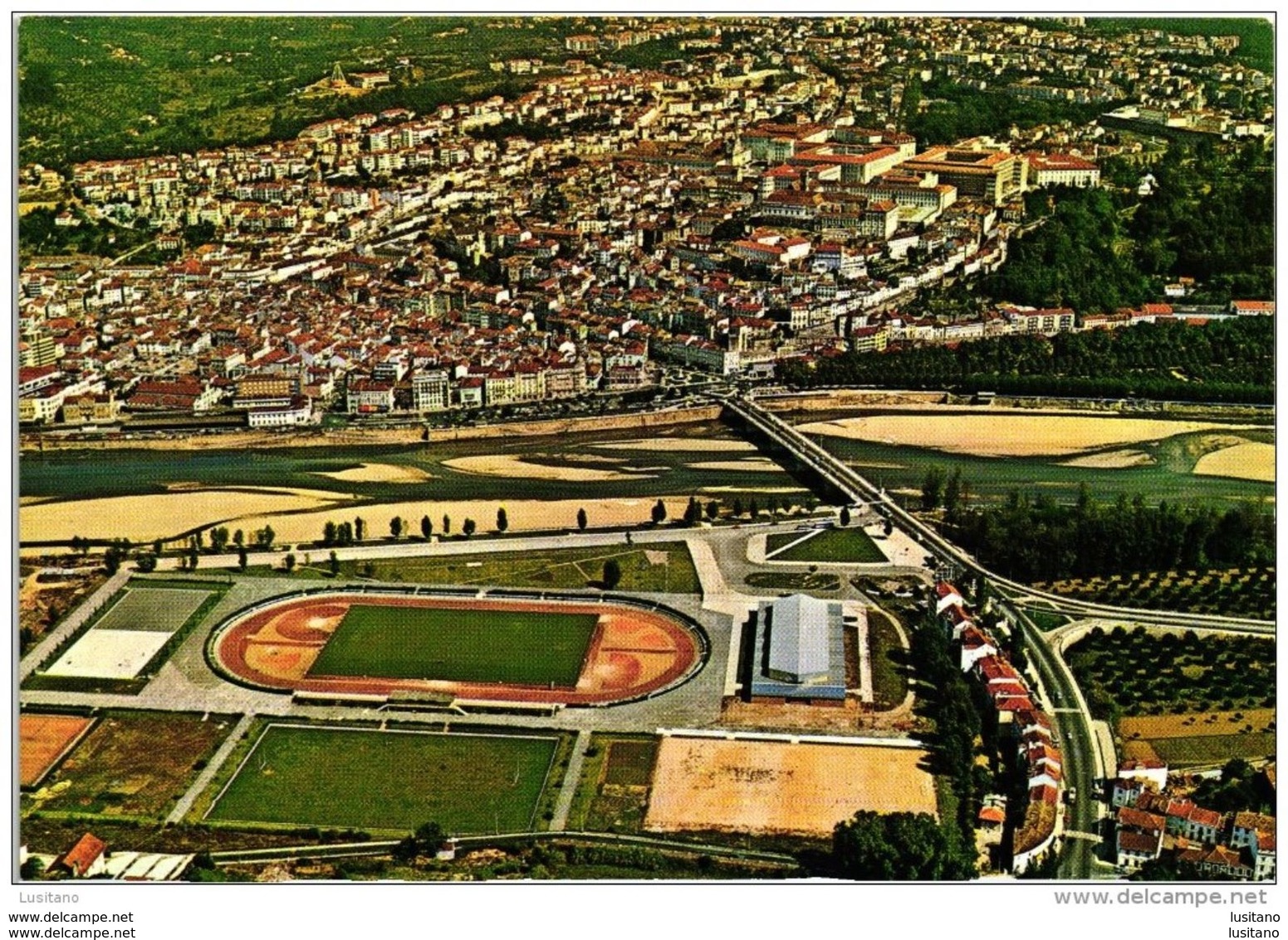 COIMBRA Cidade E ESTADIO STADE STADIUM VISTA AEREA AERIAL VIEW PORTUGAL 1970S POSTCARD PORTUGAL - Coimbra