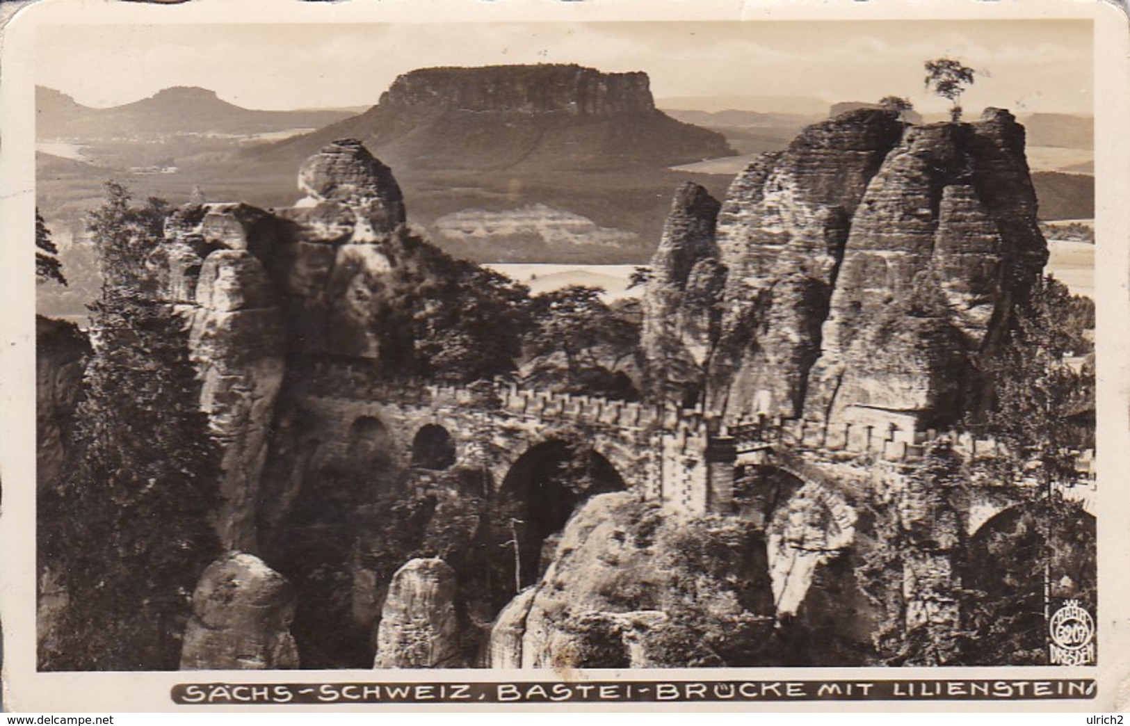 AK Sächsische Schweiz - Bastei Mit Lilienstein - Ca. 1935 (46736) - Bastei (sächs. Schweiz)