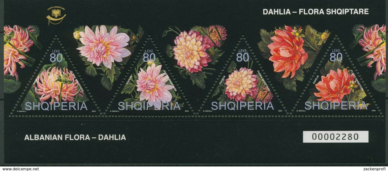 Albanien 2004 Blumen Dahlien Block 155 Postfrisch (C91793) - Albanië