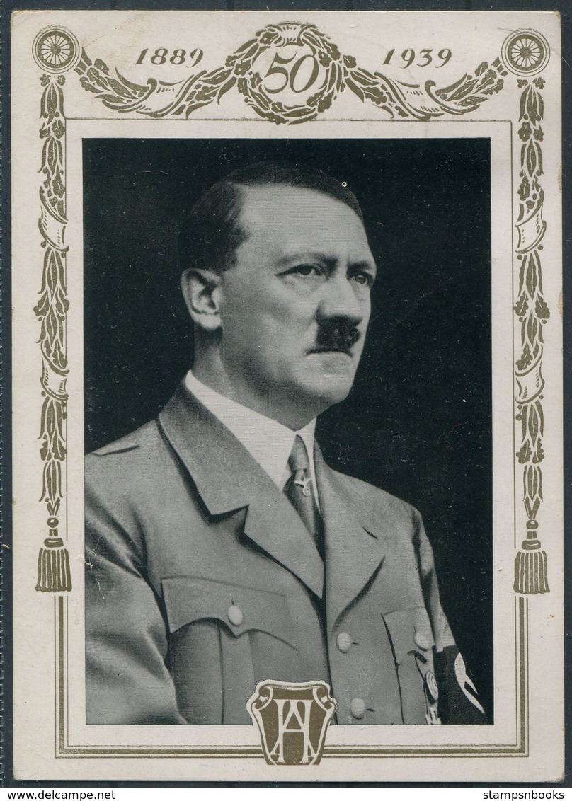 1939 Germany Propagandakarte Unser Führer Zum 50.Geburstag Berlin 1939. Propaganda Postcard. Hitler Birthday - Covers & Documents