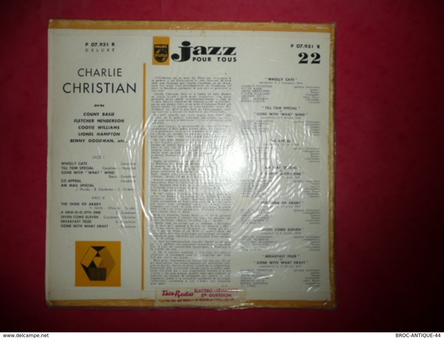 LP33 N°1260 - CHARLIE CHRISTIAN - COMPILATION 10 TITRES FORMAT 10" ***** JAZZ BLUES SWING - Jazz