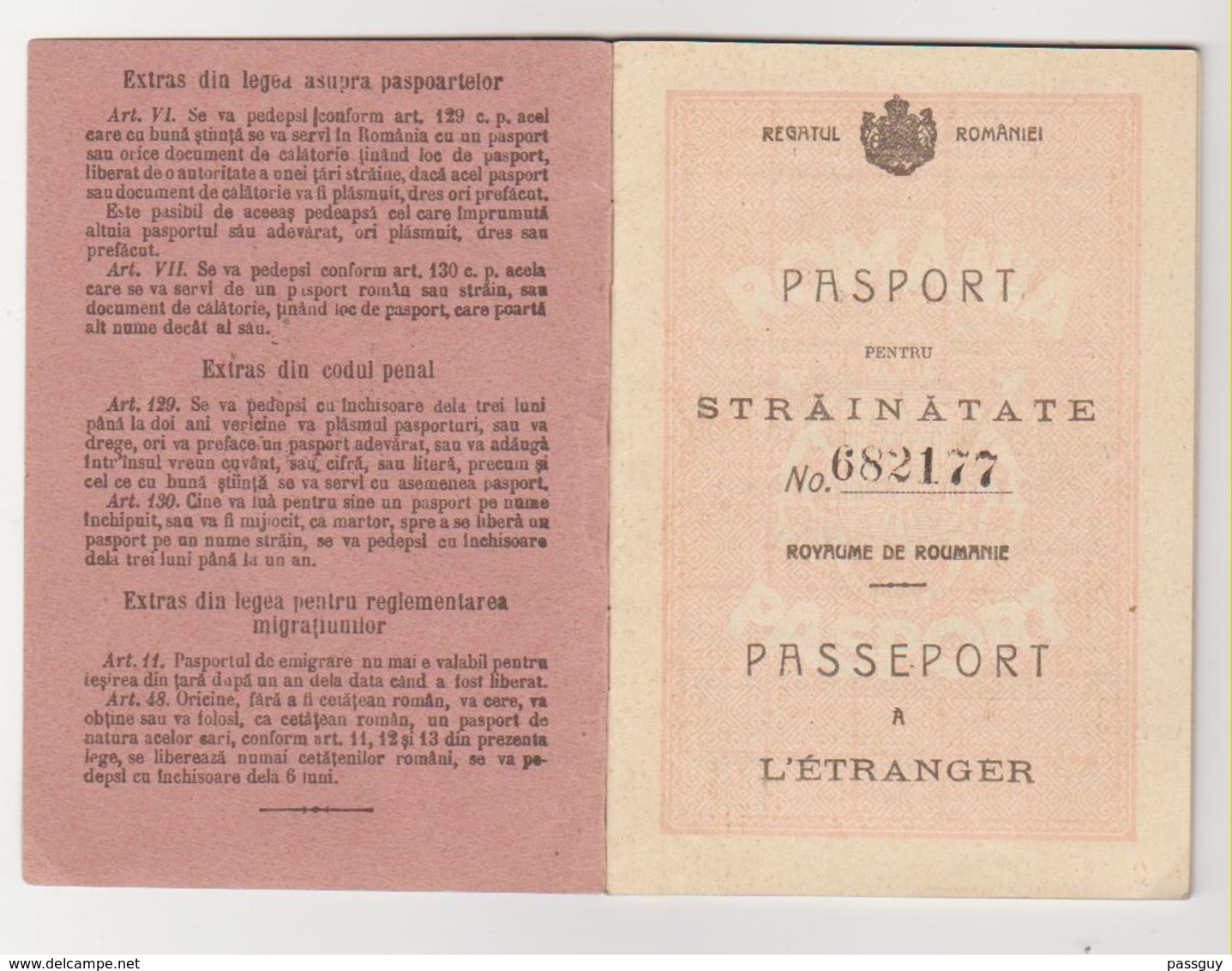 ROMANIA Passport 1931 Passeport ROUMANIE – Reisepaß – Revenues/Fiscaux - Documents Historiques