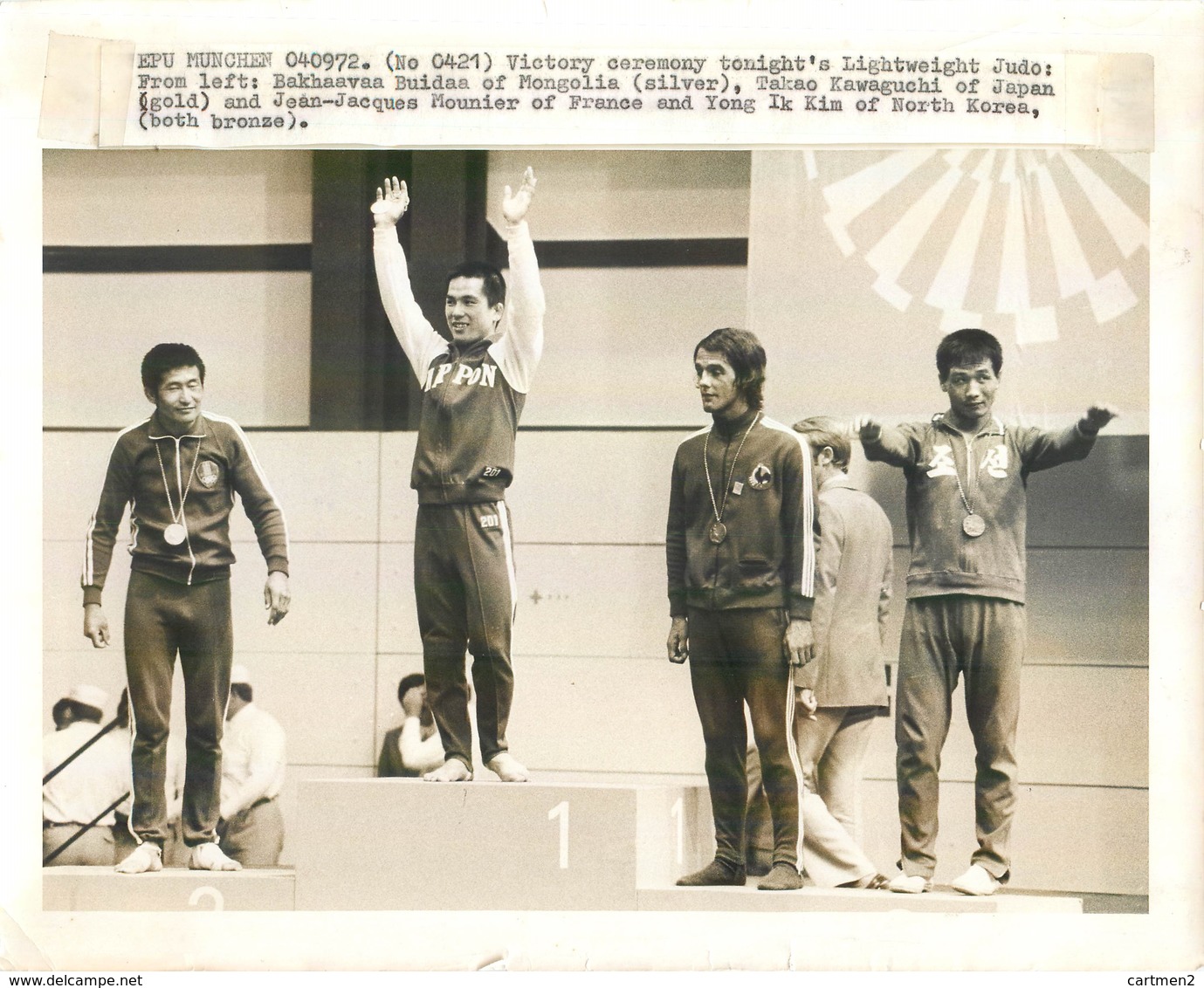 OLYMPIC GAMES MÜNCHEN JEUX OLYMPIQUES MUNICH 1972  JUDO JUDOKA SPORT BAKHAAVAA BUIDAA MONGOLIA TAKAO KAWAGUCHI JAPAN - Deportes