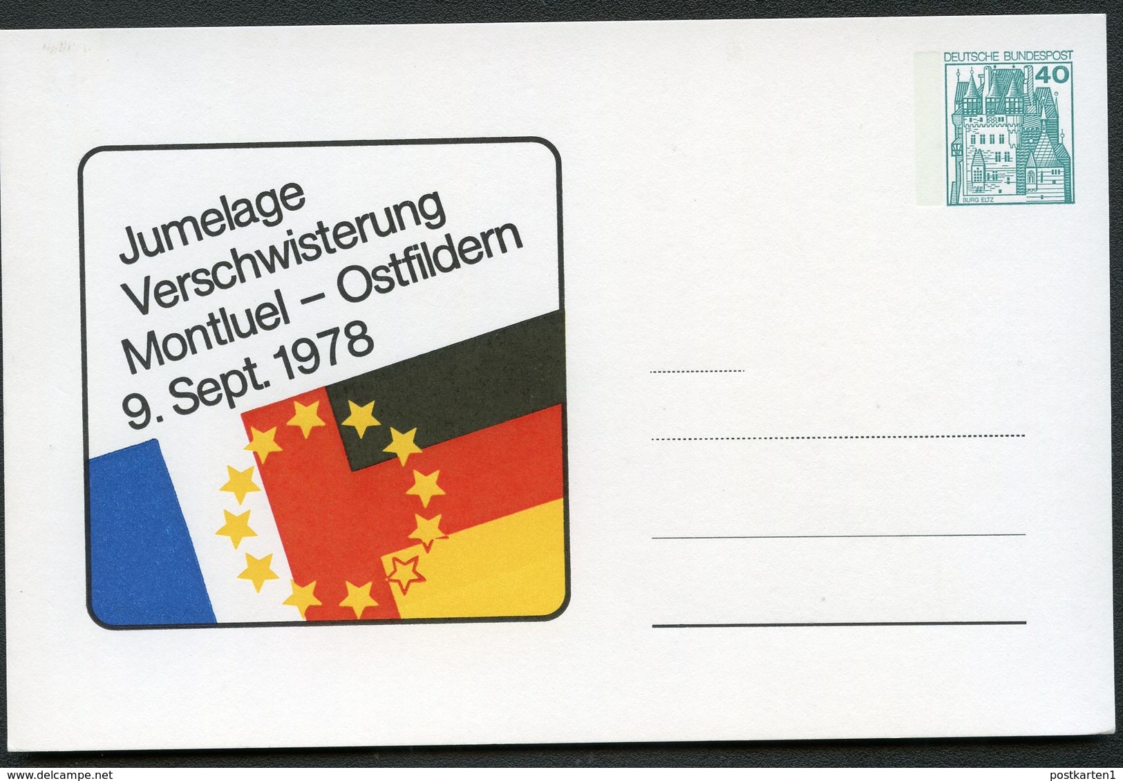 Bund PP100 D2/030b JUMELAGE MONTLUEL - OSTFILDERN 1978 - Private Postcards - Mint