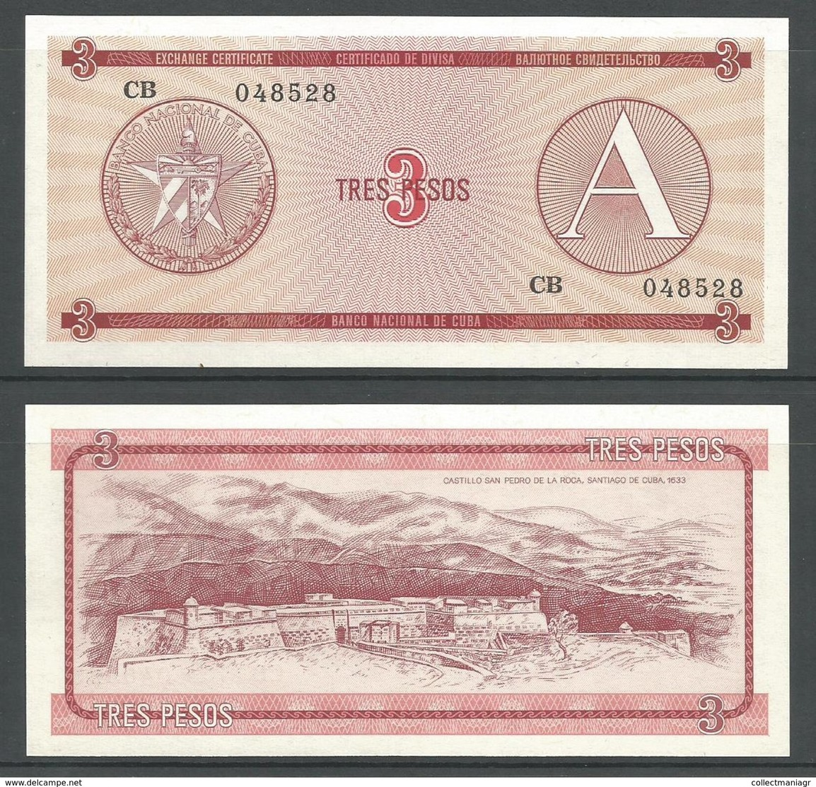 CUBA 3 PESOS (A) 1985 UNC!!! - Cuba