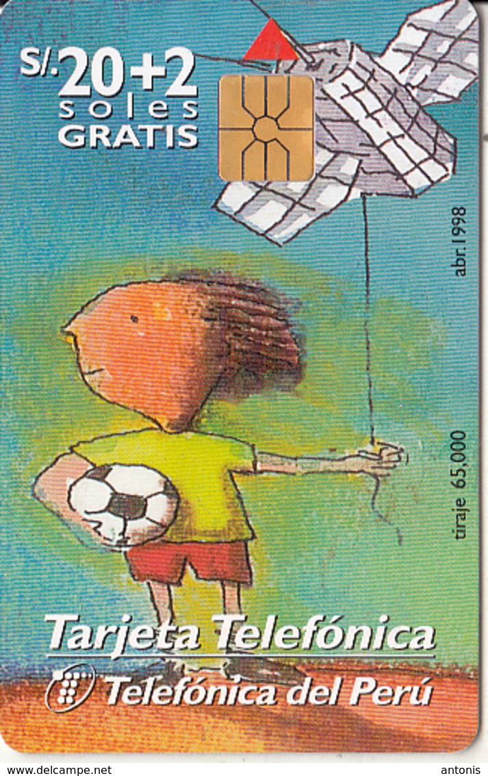 PERU - Painting/Boy With Kite, Telefonica Telecard, Chip GEM1.1, Tirage %65000, 04/98, Used - Pérou