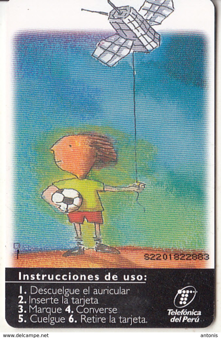 PERU - Painting/Boy With Kite, Telefonica Telecard, Chip GEM1.1, Tirage %65000, 04/98, Used - Perù