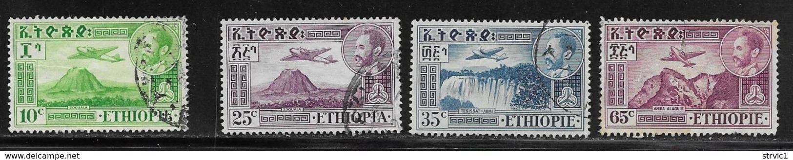 Ethiopia Scott # C24-5, C27-8 Used  Plane Over Various Scenes, 1947-55 - Ethiopia