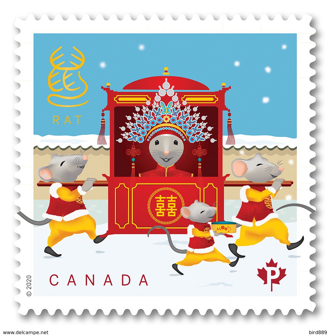 2020 Canada Year Of The Rat Chinese Astrology Horoscope P Rate Single Stamp From Booklet MNH - Postzegels