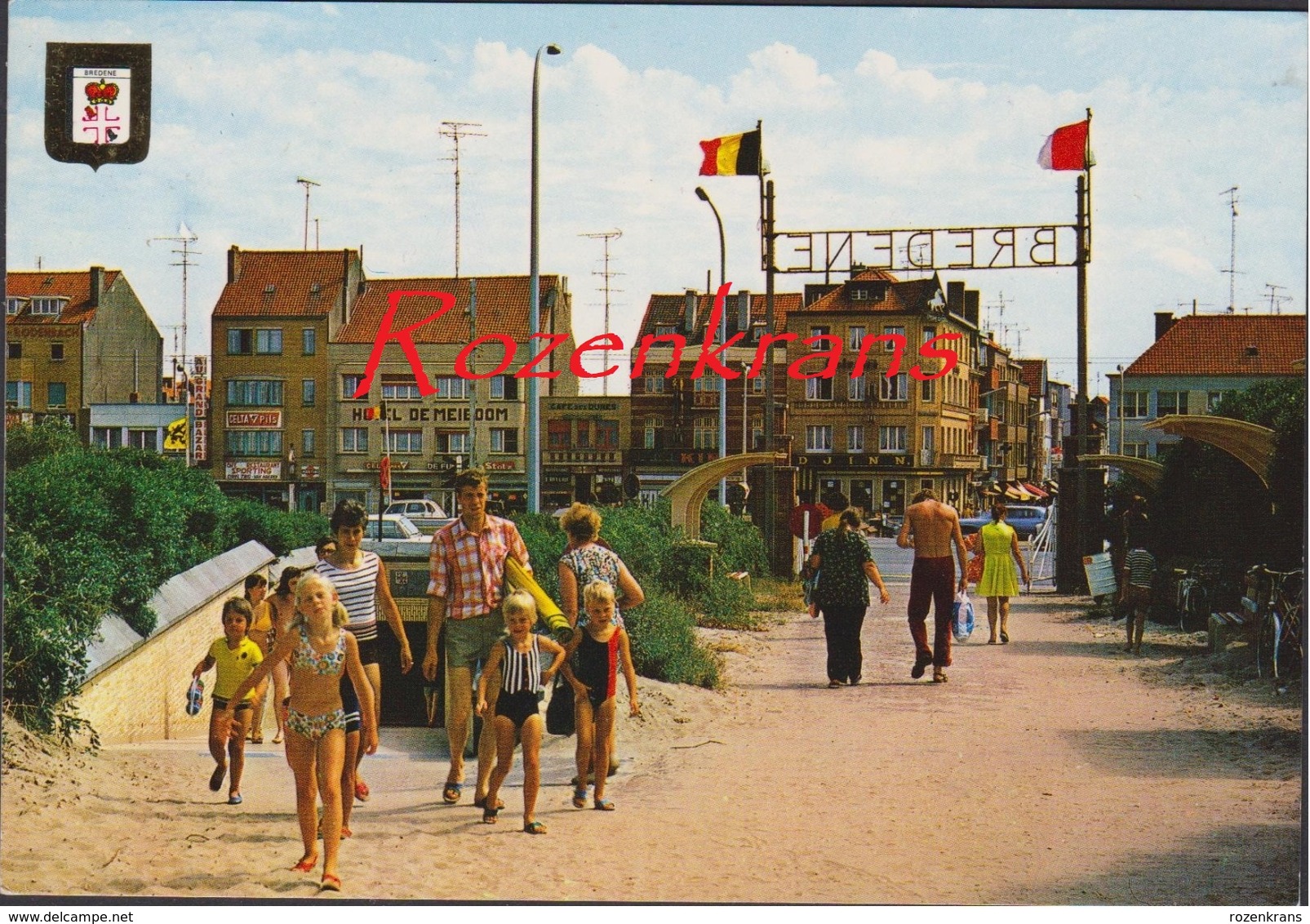 Grote Kaart Bredene Aan Zee Tunnel En Ingang Strand 1980 Retro - Bredene