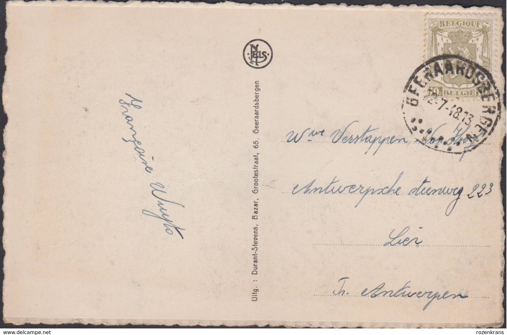 Oude Postkaart 1948 Geeraardsbergen Grammont Stadhuis En Kiosk Hotel De Ville Et Kiosque (In Goede Staat) - Geraardsbergen
