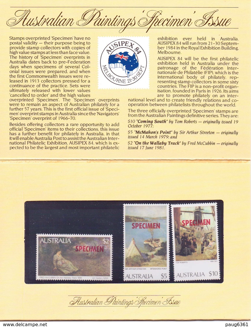 AUSTRALIE 1977/81 PEINTURES SPECIMEN PACK DE PRESENTATION  Yvert N°624-654-739  NEUF MNH** - Presentation Packs