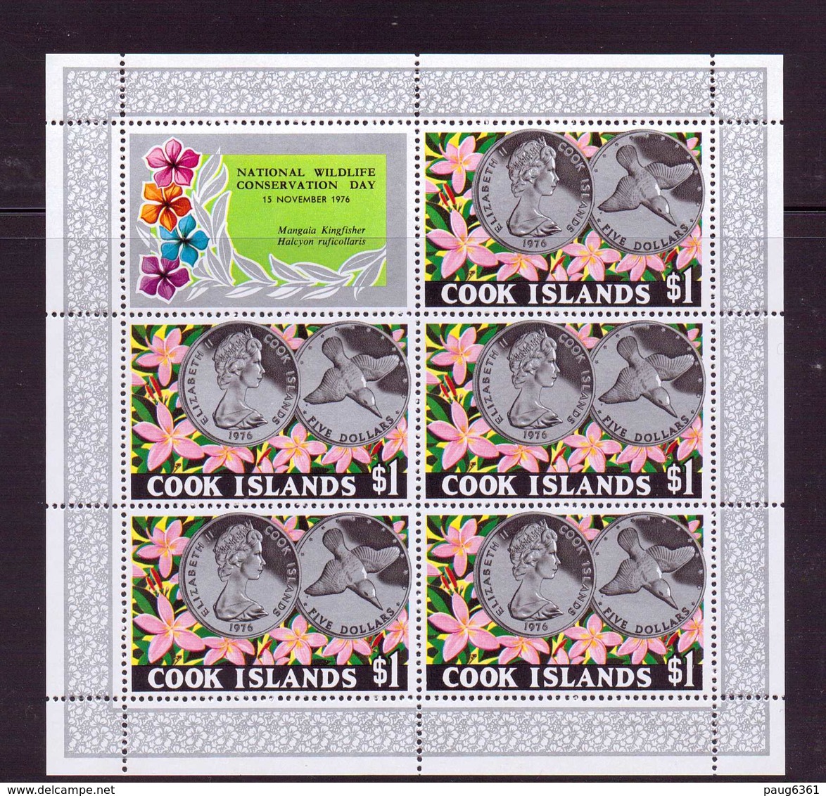 COOK 1976 FEUILLET PROTECTION DE LA NATURE  Yvert N°453  NEUF MNH** - Islas Cook