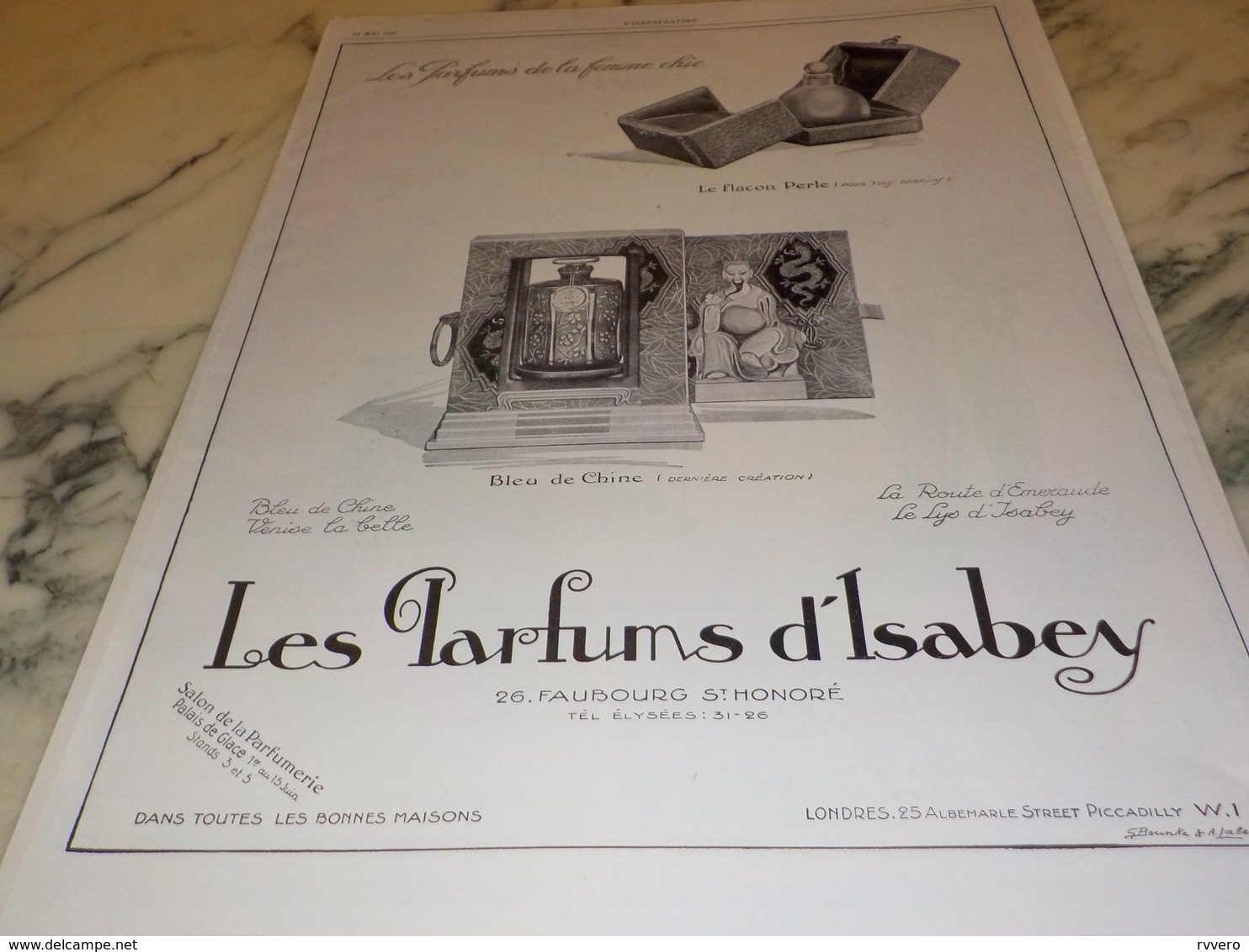 ANCIENNE PUBLICITE PARFUM BLEUE DE CHINE  D ISABEY  1927 - Autres & Non Classés