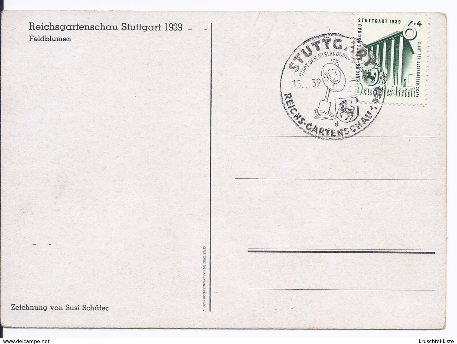 DT- Reich (001980) Postkarte Reichsgartenschau Stuttgart 1939 "Feldblumen" Blanco Gestempelt Mit SST Am 15.6.1939 - Briefe U. Dokumente