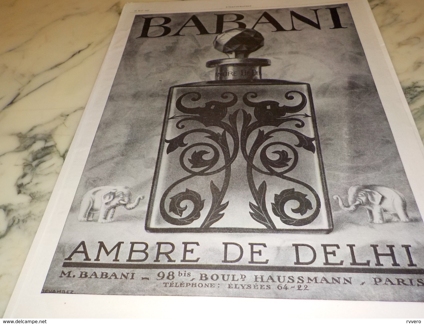 ANCIENNE PUBLICITE PARFUM D ORIENT DE BABANI 1927 - Autres & Non Classés