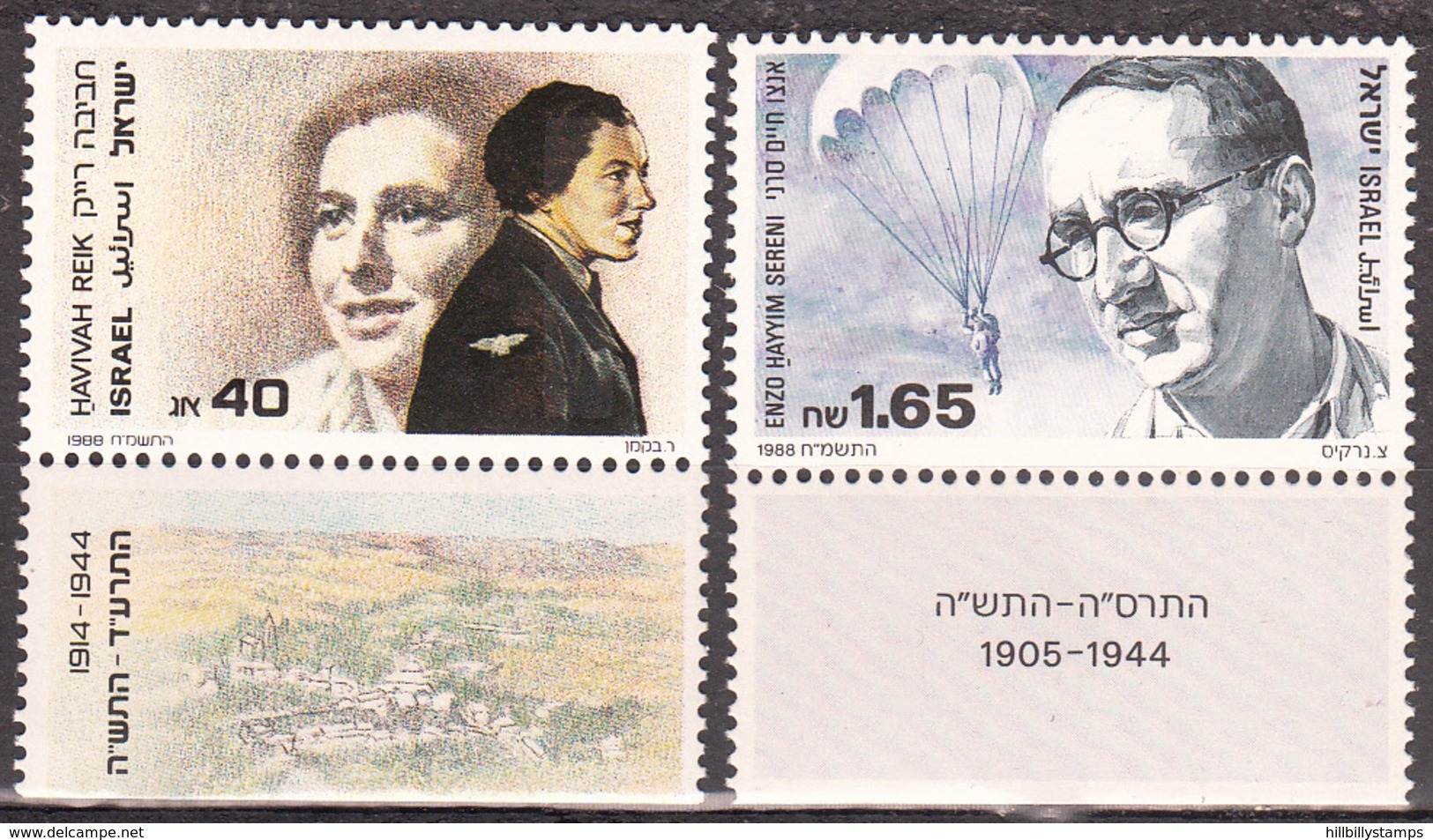 ISRAEL    SCOTT NO  994-95    MNH    YEAR  1988   WITH TABS - Nuevos (con Tab)