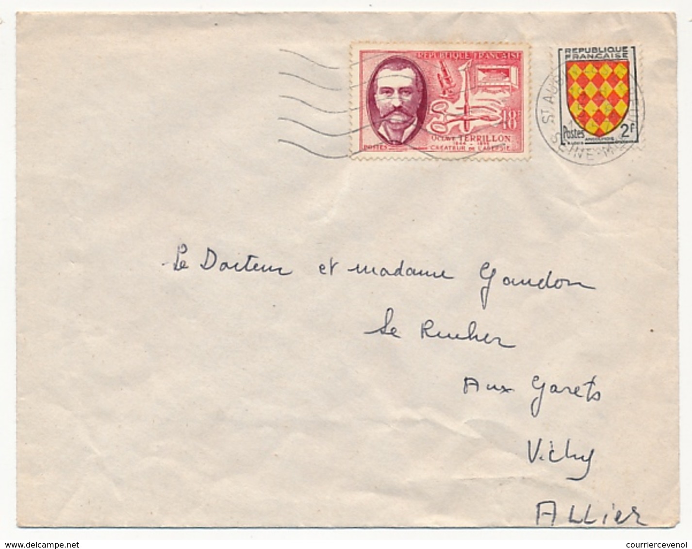 Enveloppe - Affr. Composé 18F Octave Terrillon + 2F Blason Angoumois - OMEC St AUBIN (Seine Maritime) 1957 - Lettres & Documents