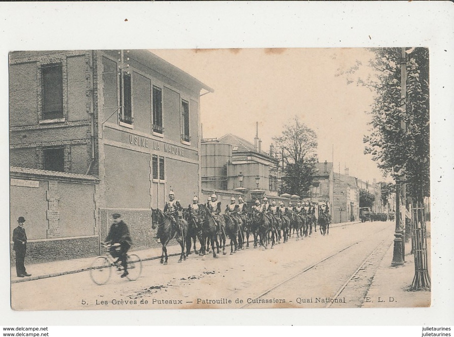 LES GREVES DE PUTEAUX PATROUILLE DE CUIRASSIERS QUAI NATIONAL CPA BON ETAT - Labor Unions