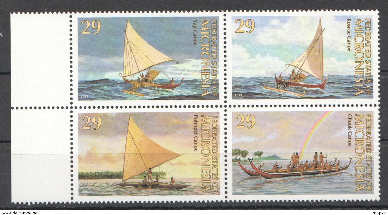 U856 1993 MICRONESIA SHIPS & BOATS CANOES 1SET MNH - Schiffe