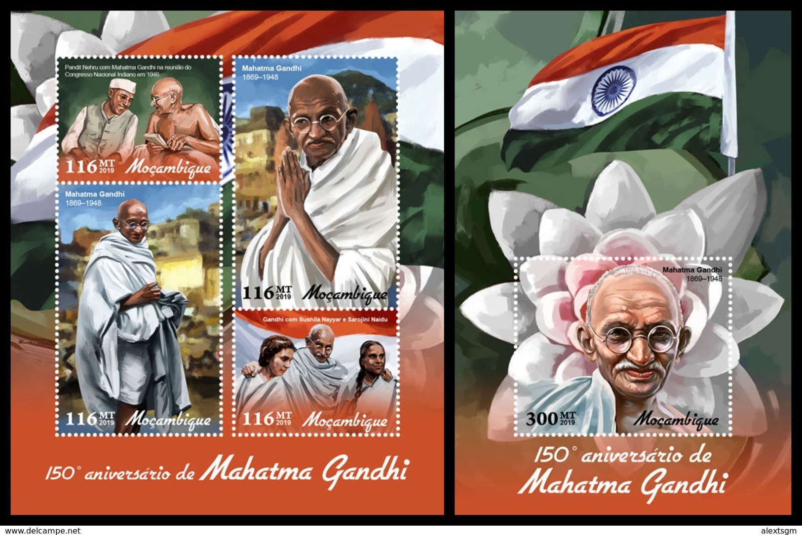 MOZAMBIQUE 2019 - Mahatma Gandhi. M/S + S/S. Official Issue [MOZ190119] - Mahatma Gandhi