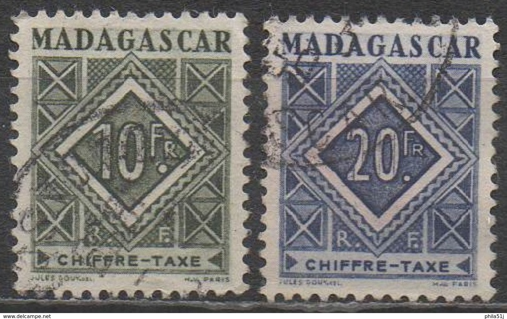 MADAGASCAR  1947__N° 39/40__OBL  VOIR SCAN - Postage Due