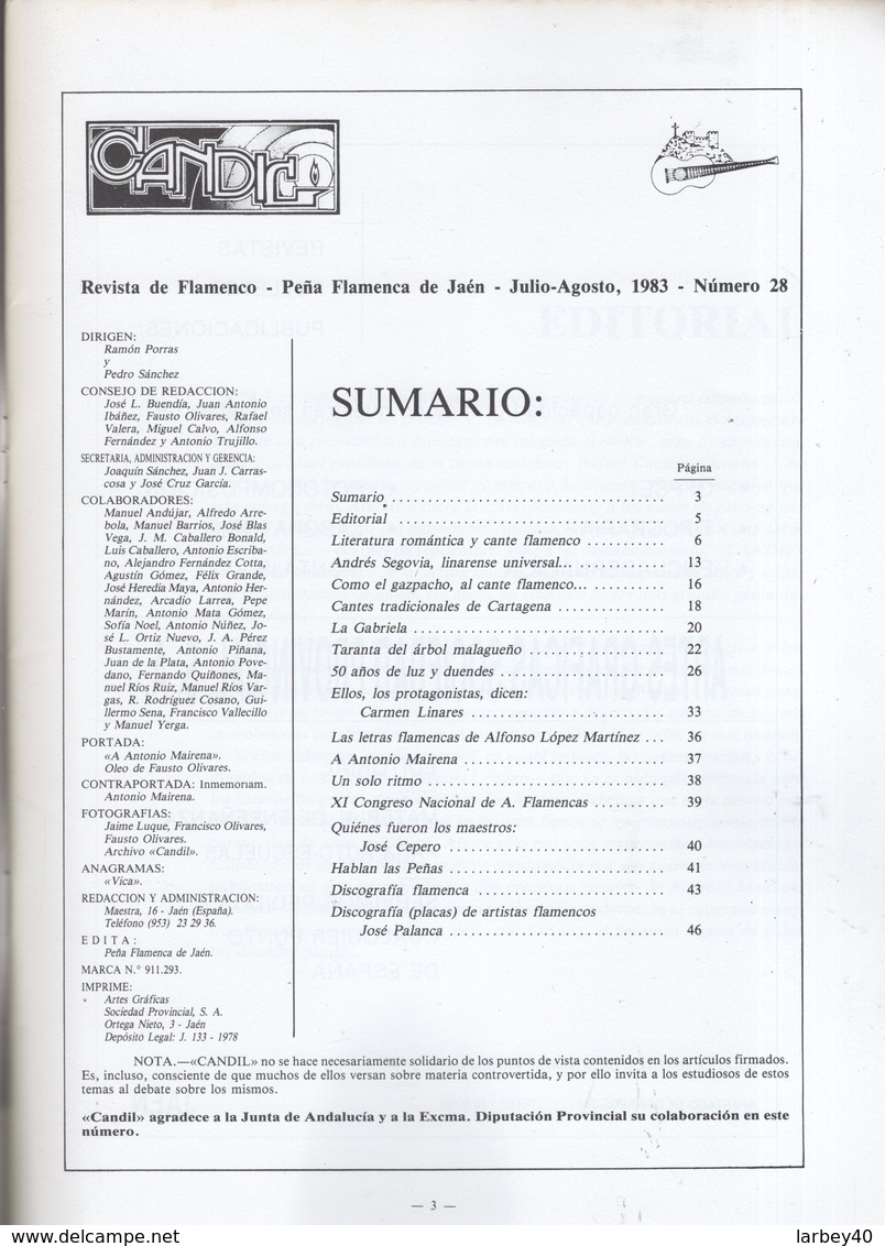 Revue Musique - Candil Revista De Flamenco N° 28 - Música