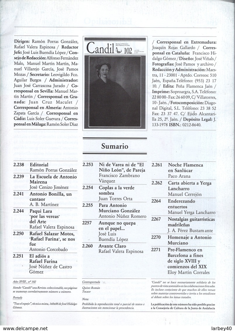 Revue Musique - Candil Revista De Flamenco N° 102 - 1995 - Música