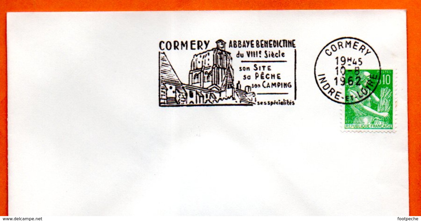 CORMERY   ABBAYE BENEDICTINE DU VIII° S.  1962 Lettre Entière N° NO 74 - Mechanical Postmarks (Advertisement)