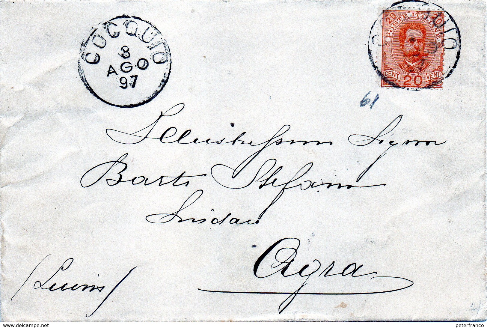 CG4 - Italia - Lettera Da Cocquio Del 3/8/1897 Per Agra - Other & Unclassified