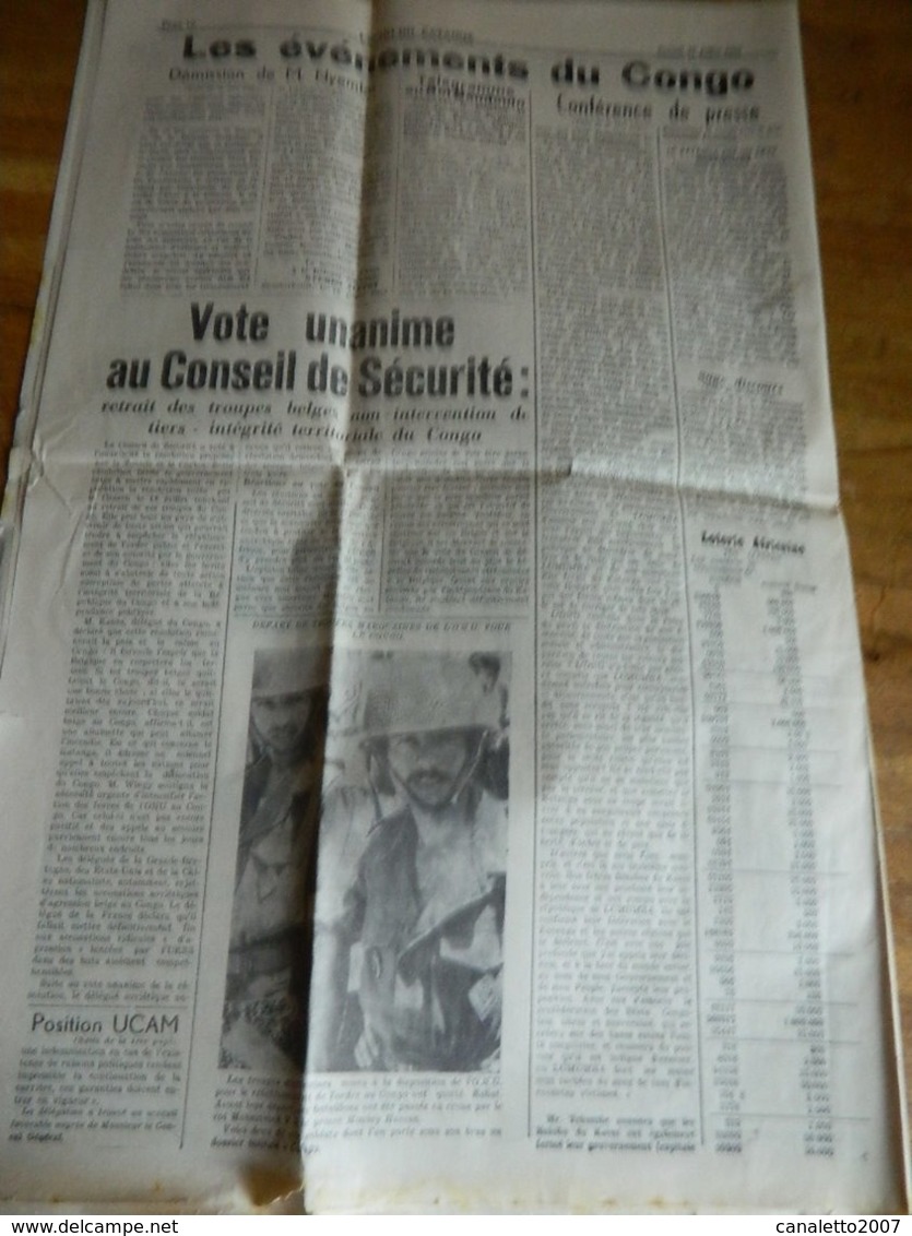 KATANGA  CONGO BELGE:TRES RARE JOURNAL L'ECHO DU KATANGA DU 23 JUILLET 1960-COMBAT AU CONGO -CINEMA-LOTERIE AFRICAINE - 1950 - Today