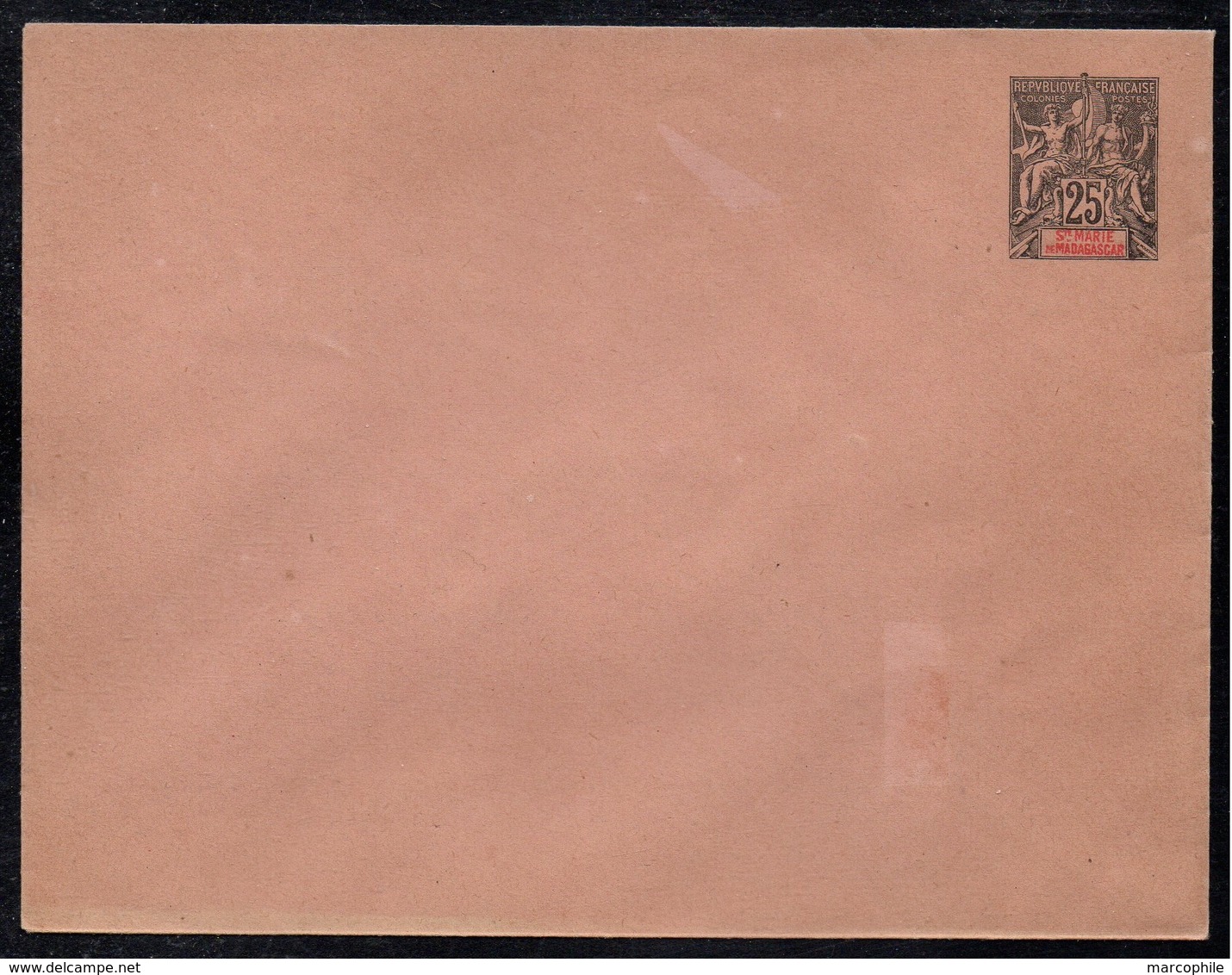 SAINTE MARIE DE MADAGASCAR / 1892 ENTIER POSTAL 25 C. NOIR/ROSE - ENVELOPPE / ACEP # 7 (ref LE3894) - Brieven En Documenten