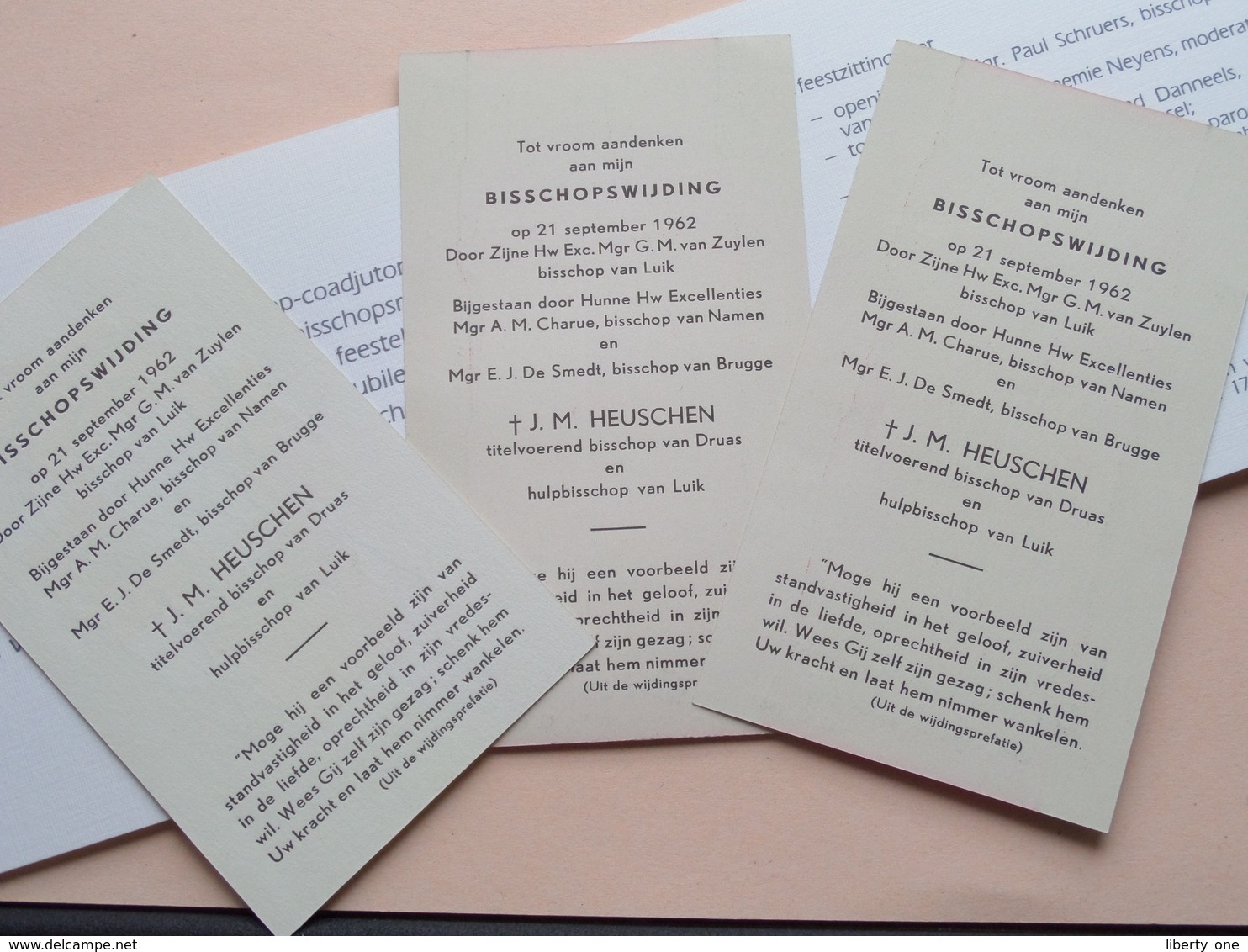 3 X BISSCHOPSWIJDING ( Anno 1962 ) En JUBILEUM (1987) Van J. M. HEUSCHEN > Hasselt / Luik / Druas ( Voir Photos Svp )! - Religion & Esotericism