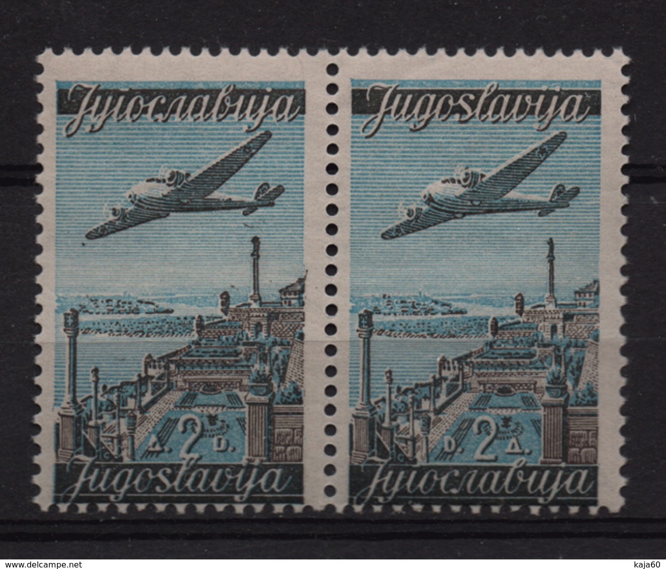 60. Yugoslavia 1947 2d Pair With Reverse State Name Layout MNH - Nuovi