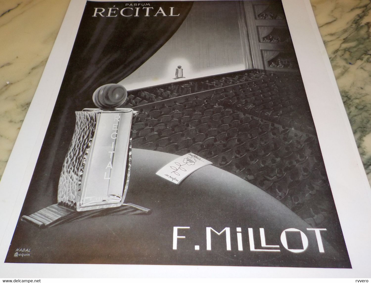 ANCIENNE PUBLICITE PARFUM RECITAL DE F.MILLOT 1938 - Publicités
