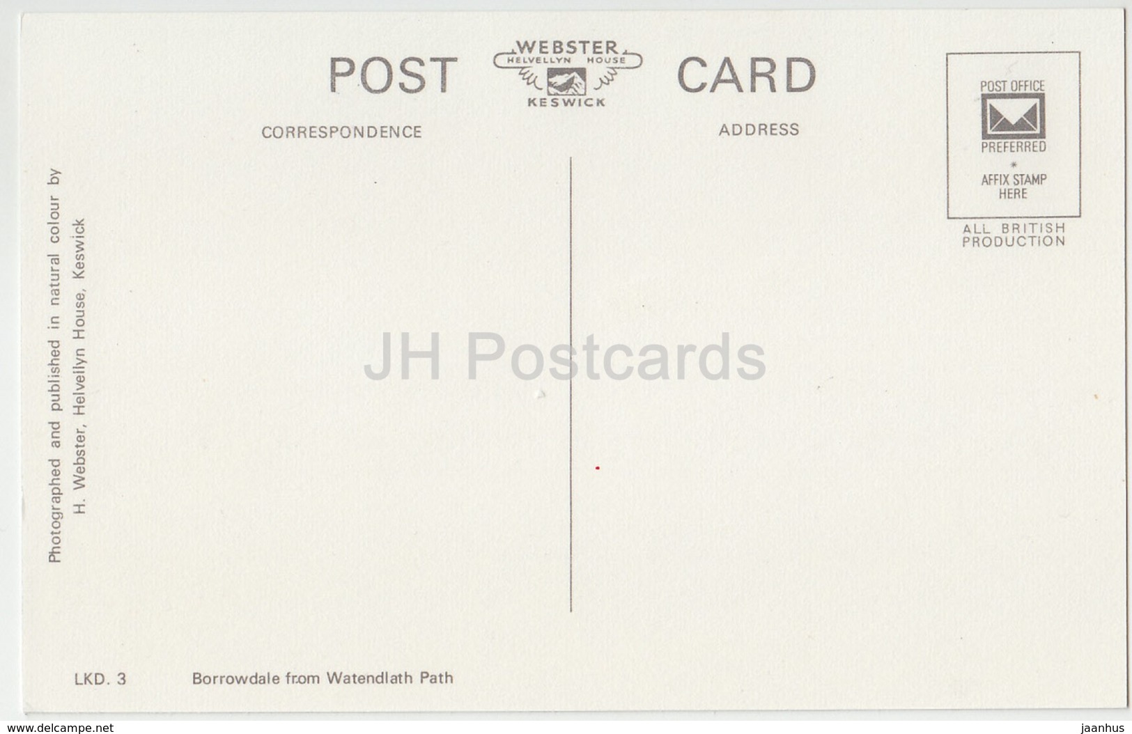 Borrowdale From Watendlath Path - LKD. 3 - United Kingdom - England - Unused - Borrowdale