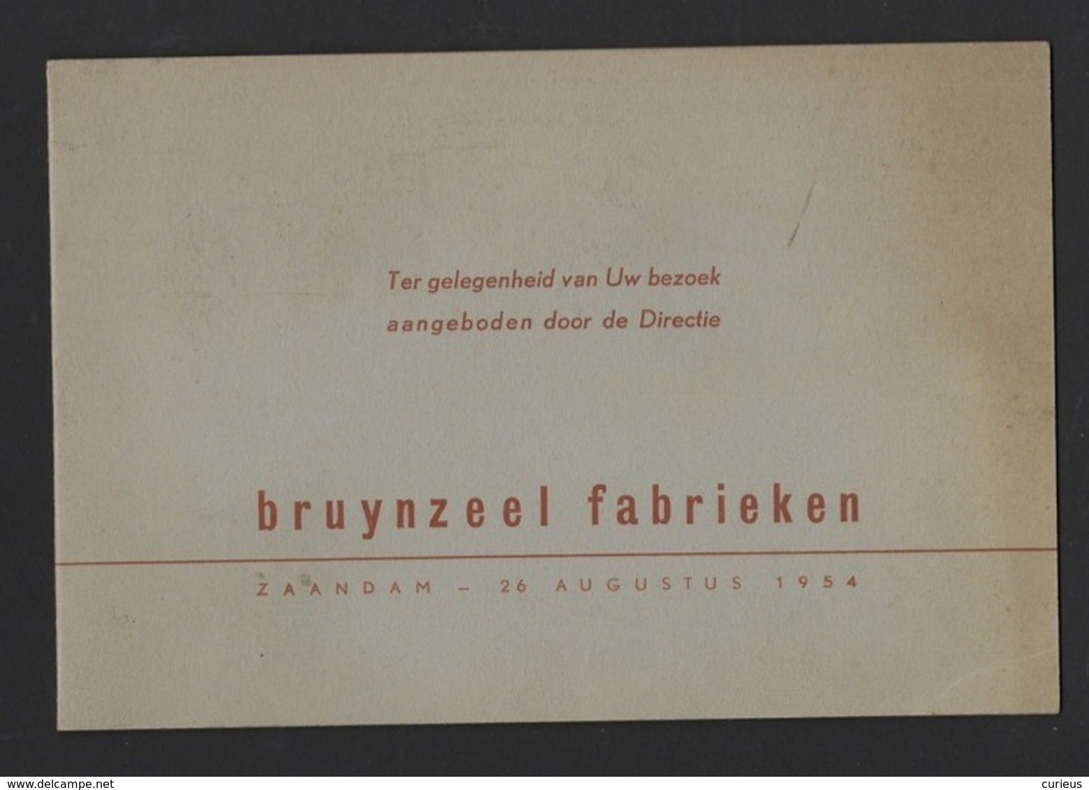 BRUYNZEEL FABRIEKEN * ZAANDAM * 1954 * MAPJE MET TWEE FOTO S TER GELEGENHEID BEZOEK * 18 X 12 CM - Albums & Verzamelingen