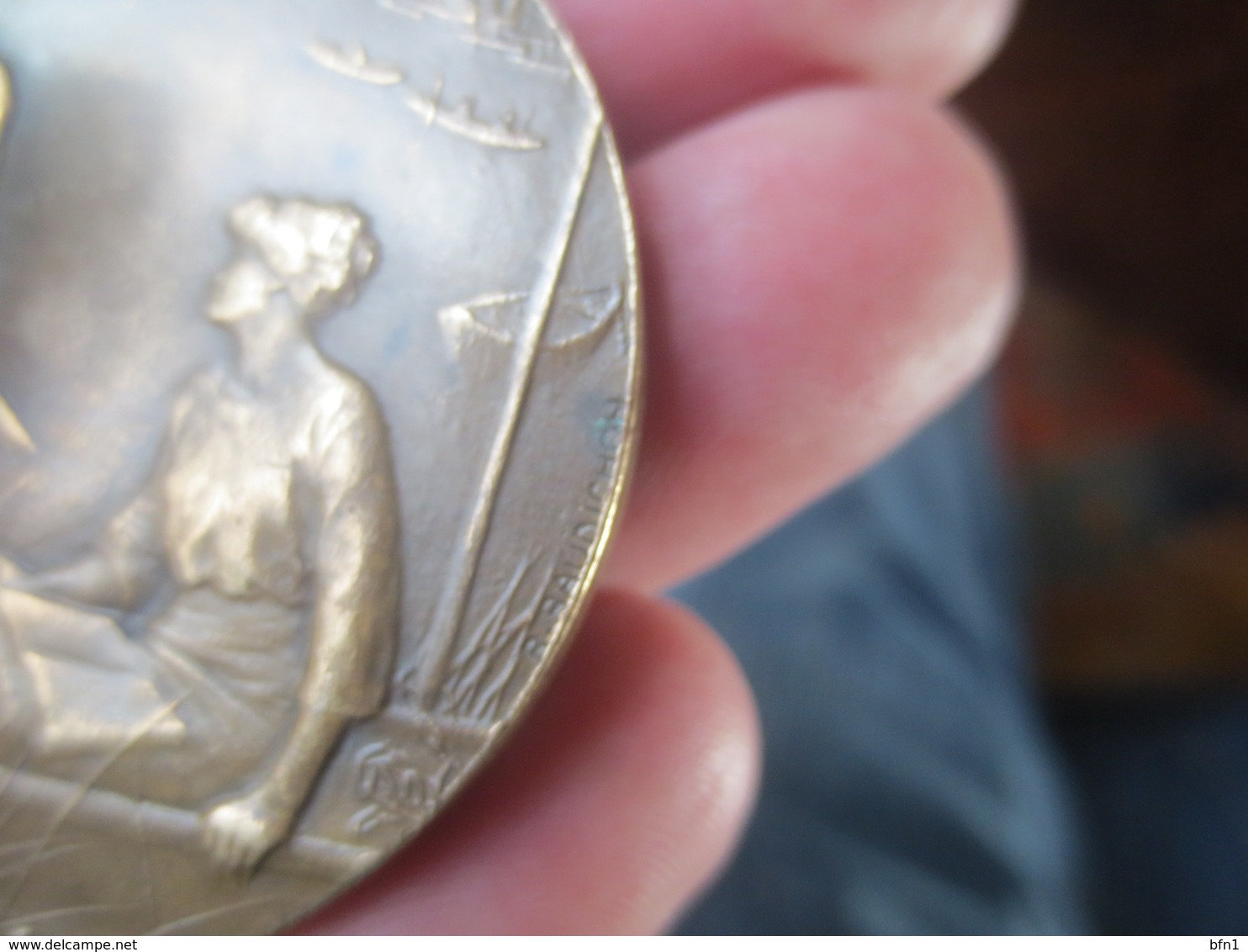 MÉDAILLE SCÈNE FAMILLE PÉCHEUR EN BARQUE - GRAVEUR BAUDICHON - Autres & Non Classés