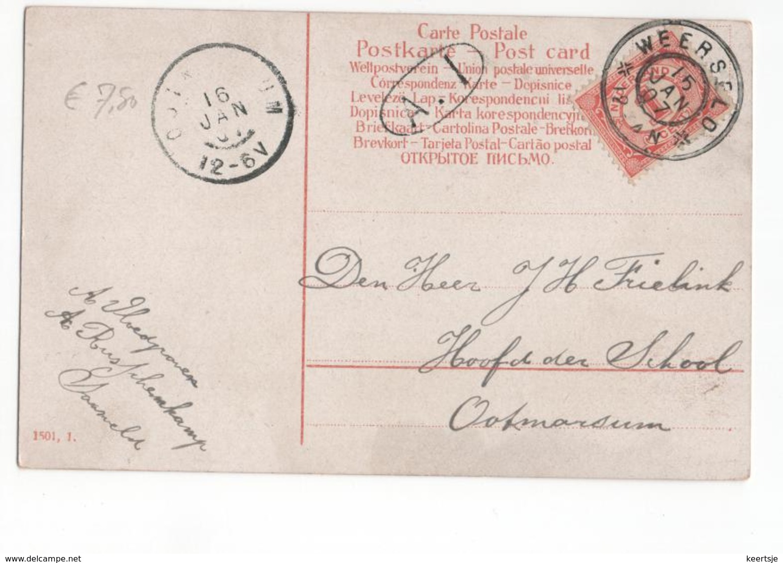 Weerselo Grootrond - 1907 - Poststempel