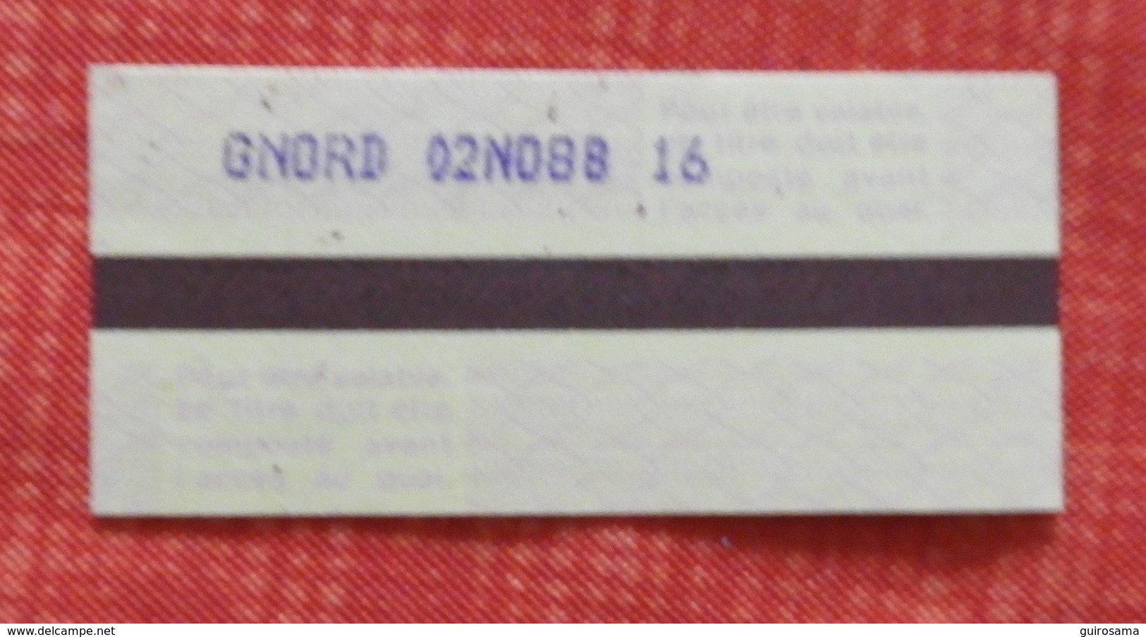 Ticket De Train Paris Gare Du Nord - Banlieue (prolongement) - 1988 - Autres & Non Classés