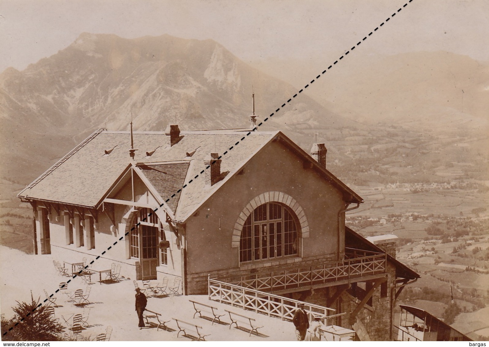 1900 Grande Photo Train à Crémaillère De Montagne Gare D'arrivée à Situer Rigi Salève Suisse France Autriche ???? - Lieux