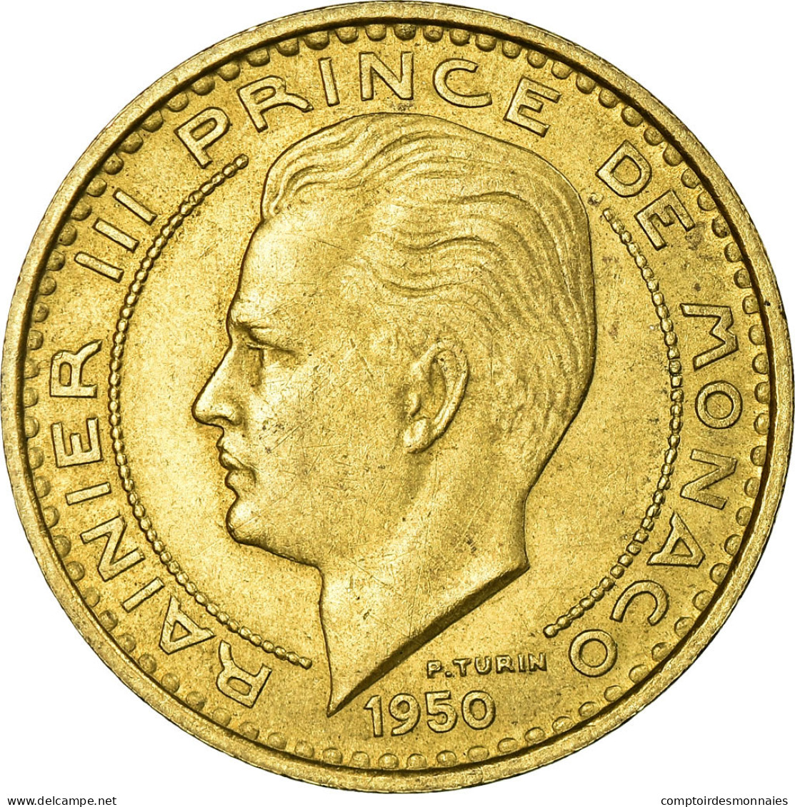 Monnaie, Monaco, Rainier III, 50 Francs, Cinquante, 1950, TTB+, Aluminum-Bronze - 1949-1956 Francos Antiguos