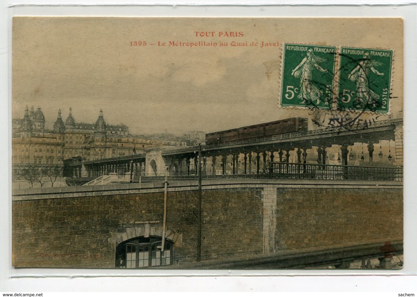 75 TOUT PARIS 1395 Carte RARE    Métropolitain    Métro Au Quai De Javel Couleur 1908 Timbrée     D02 2020 - Stations, Underground