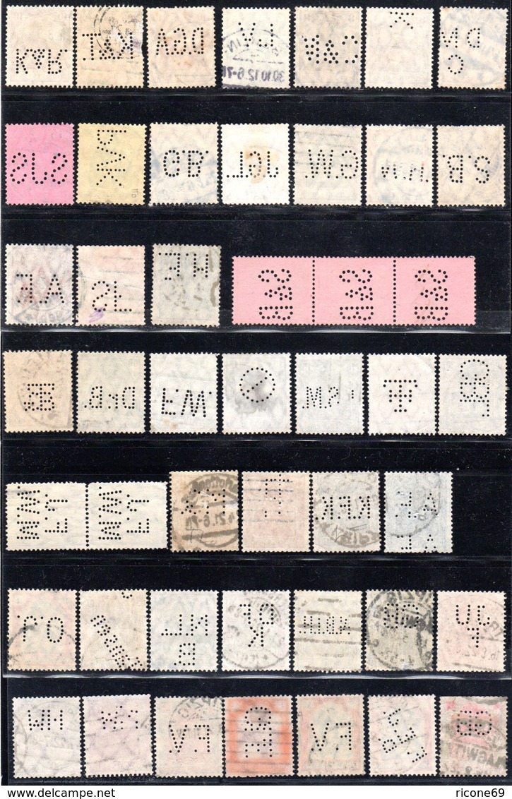 DR, 47 Gestempelte Germania Marken M. Versch. Perfins Firmenlochungen  - Autres & Non Classés
