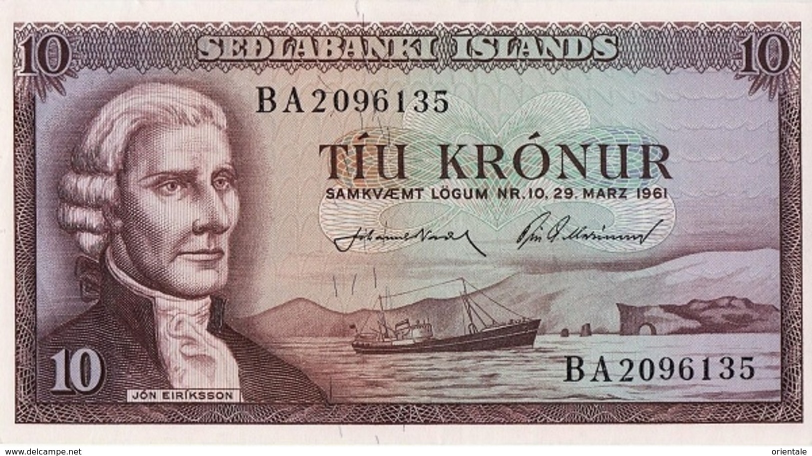 ICELAND P. 42 10 K 1961 UNC - IJsland