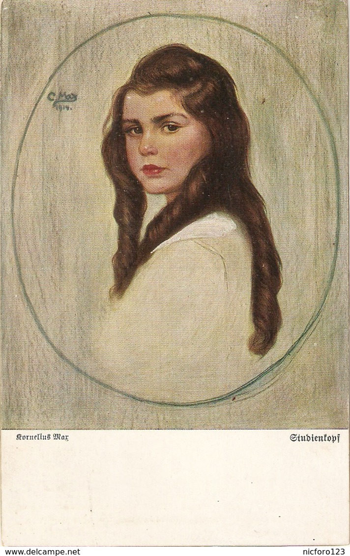 ""Corneille Max. Girl With Long Hair.. Studientpf" Fine Painting, Vintage German Postcard - Otros & Sin Clasificación