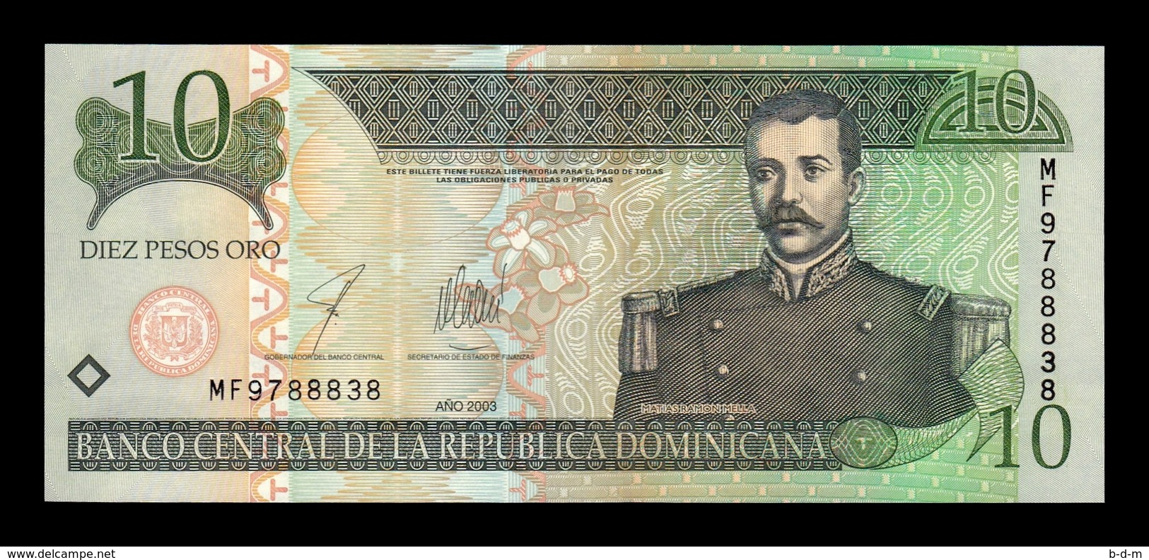 República Dominicana 10 Pesos Oro 2003 Pick 168c SC UNC - República Dominicana