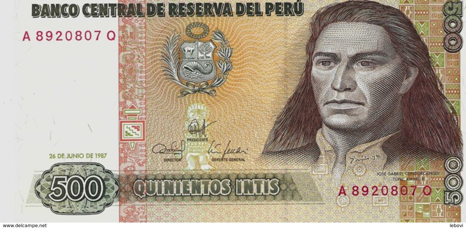 PEROU : 500 Intis (26.06.1987) - Peru